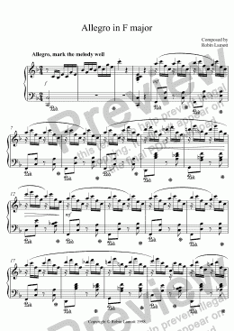 page one of Allegro in F major