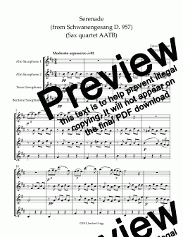 page one of Serenade (from Schwanengesang D. 957) (Sax quartet AATB)