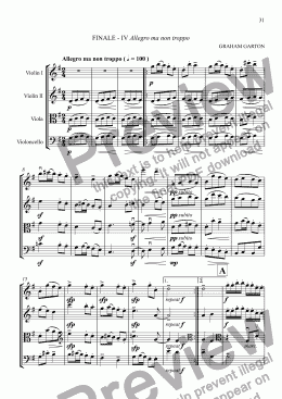 page one of STRING QUARTET No. 1 in G - FINALE Allegro ma non troppo
