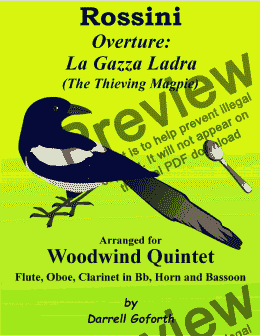 page one of Rossini:Overture to La Gazza Ladra The Thieving Magpie