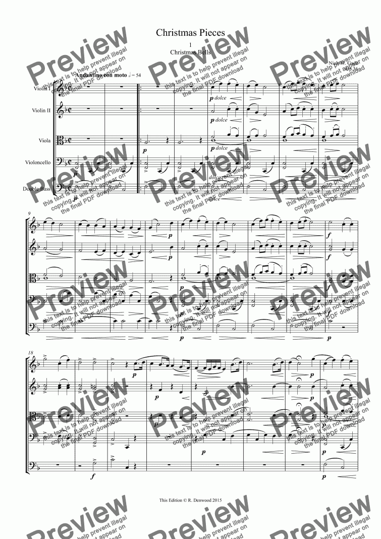 page one of  Gade - 5 Christmas Pieces Op 36, for String Orchestra (original score in new edition)