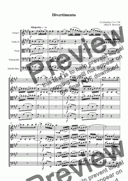 page one of Dussek - Divertimento for String Orchestra (new edition from the original MS).