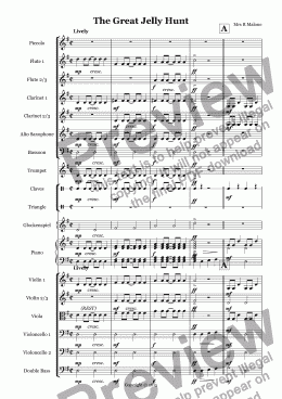page one of The Great Jelly Hunt (for Junior School Orchestra)