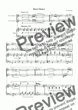 page one of Denwood - Barn Dance for 2 Tenor Saxophones & Piano