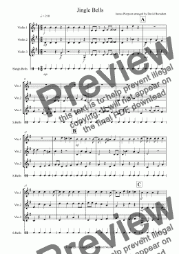 page one of Jingle Bells (jazzy style!) for Violin Trio