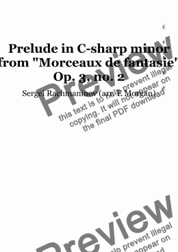 page one of Prelude in C-sharp minor from  "Morceaux de fantasie" - Op. 3, no. 2