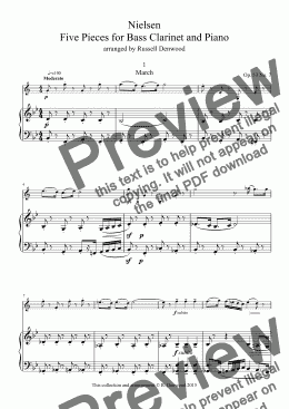 page one of Nielsen - Five easy Pieces for Bass Clarinet and Piano