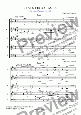 page one of ELEVEN CHORAL AMENS  No. 1