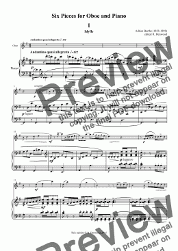 page one of Barthe - 6 pieces for Oboe & Piano (original version in new corrected edition).