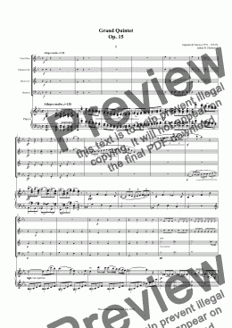page one of Sayve - Grand Quintet Op.15 for Flute or Oboe, Bb Clarinet, Eb Horn, Bassoon and Piano (original instrumentation - new edition).