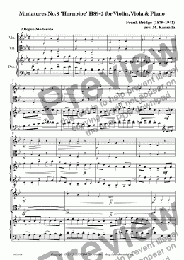page one of Miniatures No.8, Hornpipe H89-2 for Violin, Viola & Piano