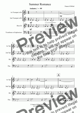 page one of Summer Romance (Jnr. School Brass Group)
