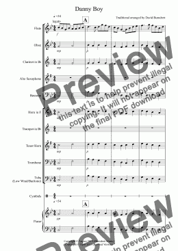 page one of Danny Boy for School Wind Band