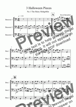 page one of 3 Halloween Pieces for Bassoon Trio
