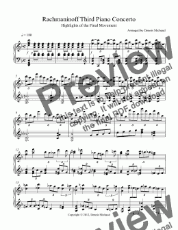 page one of Rachmaninoff Third Piano Concerto