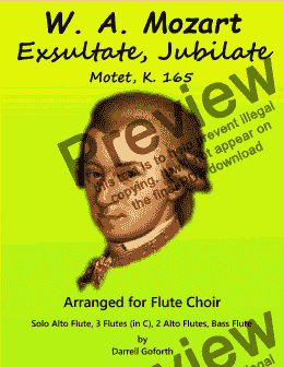 page one of Mozart: Exsultate, Jubilate Motet for Flute Choir