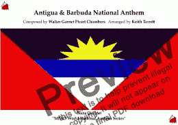 page one of Antiguan & Barbudan National Anthem “Fair Antigua, We Salute Thee”, for Brass Quintet (MFAO World National Anthem Series)