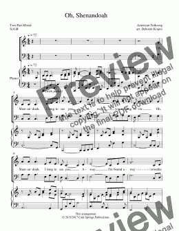 page one of Oh, Shenandoah (Two-Part Mixed)