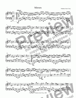 page one of Mirrors (piano)