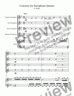 page one of Concerto for Saxophone Quartet - Mvt. 2