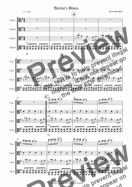 page one of Burnie’s Blues for Viola Quartet