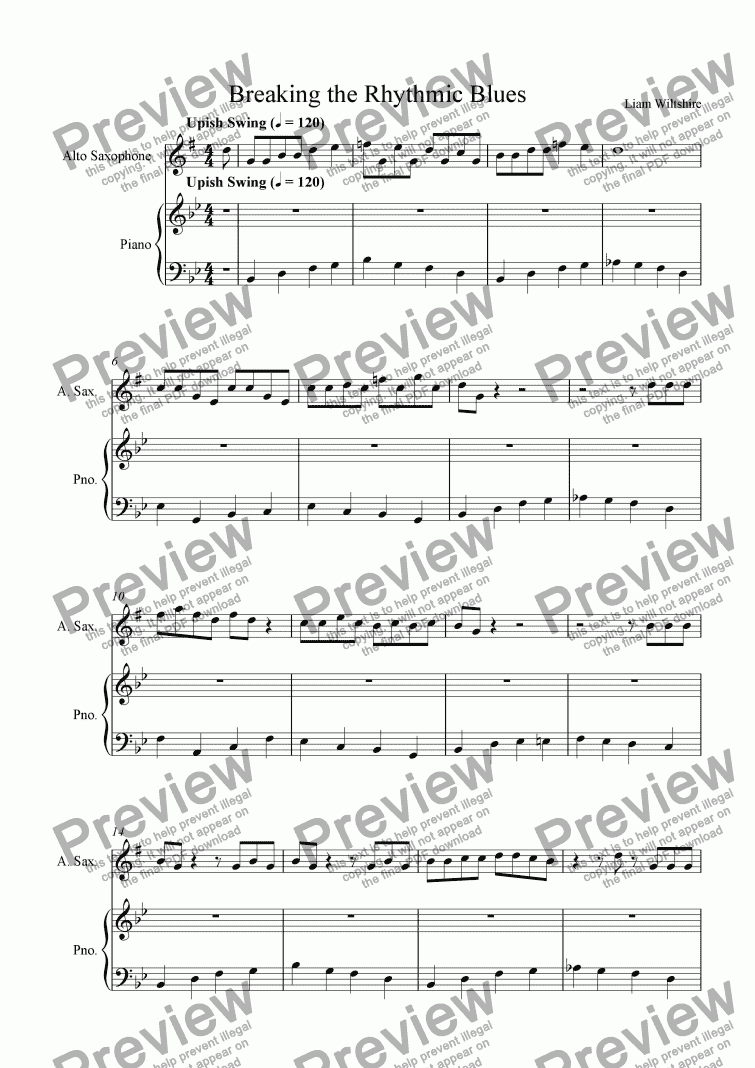 page one of Breaking the Rhythmic Blues (Alto Sax)