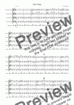 page one of Little Tango for Beginning Recorder Quartet