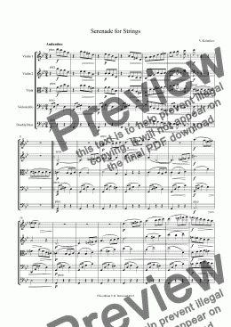 page one of Kalinikov - Serenade for String Orchestra - original in new edition.