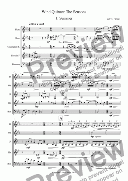 page one of Wind Quintet: The Seasons