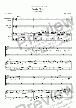 page one of "Starlit Skies" (Ave Maria) for SATB choir & piano