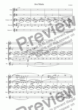 page one of Schubert: Ave Maria - for wind quintet