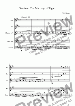 page one of Overture: The Marriage of Figaro - for Wind Quintet