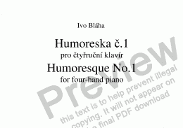 page one of HUMORESQUE No.1 for four-hand piano