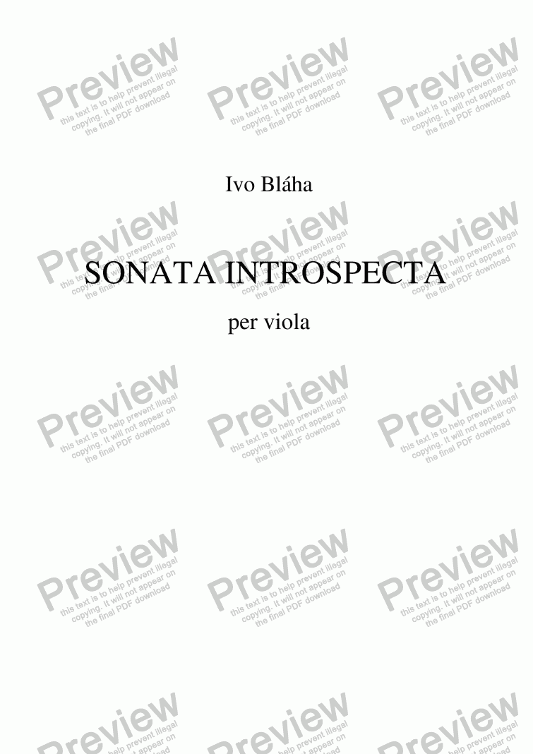 page one of SONATA INTROSPECTA per viola