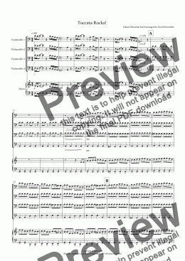page one of Toccata by Bach Rocks! for Cello Quartet