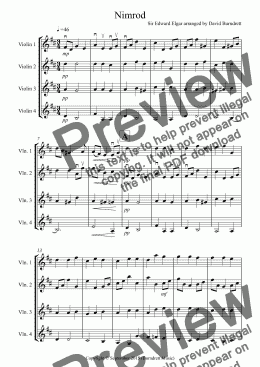 page one of Nimrod (from the Enigma Variations) for Violin Quartet