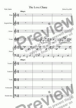 page one of The Love Chase [Flute, English Horn, Guitar, Voice, Piano, and Strings with Double Bass
