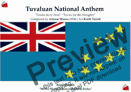page one of Tuvaluan National Anthem ’’Tuvalu mo te Atua’’ “Tuvalu for the Almighty” for Brass Quintet (MFAO World National Anthem Series)