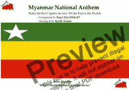 page one of Myanmar National Anthem "Kaba Ma Kyei" ([ɡəbà mə tɕè]; Till the End of the World) for Brass Quintet (MFAO World National Anthem Series)