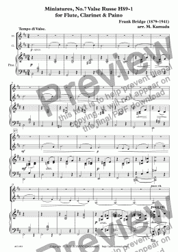 page one of Miniatures, No.7 Valse Russe H89-1 for Flute, Clarinet & Paino