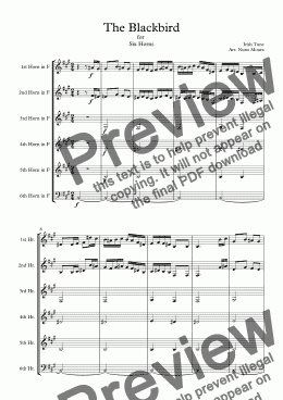 page one of The Blackbird for Horn Sextet