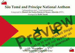 page one of São Tomé and Príncipe National Anthem for Brass Quintet ''MFAO World National Anthem Series''