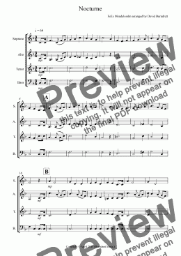 page one of Nocturne (from A Midsummer Night's Dream) for SATB Choir