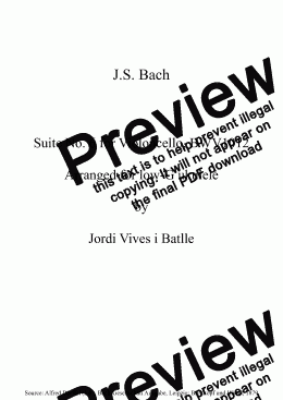 page one of J.S. Bach - Suite No. 6 for Violoncello BWV1012 (arr. for low-G ukulele), Op. 35p