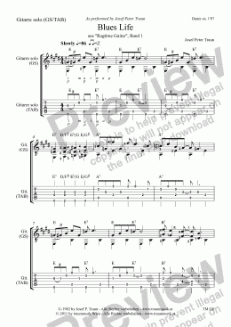page one of Blues Life (GS plus TAB)