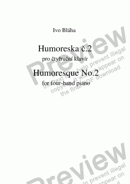 page one of HUMORESQUE No. 2 for four-hand piano