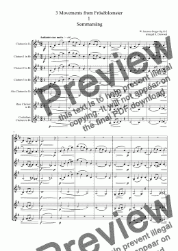 page one of Peterson-Berger - 3 Movements from Frösöblomster (Op.16) for Clarinet Choir. 