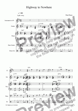 page one of Highway to Nowhere [Jazz 5pce]
