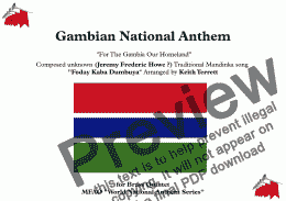 page one of Gambian National Anthem for Brass Quintet (MFAO World National Anthem Series)