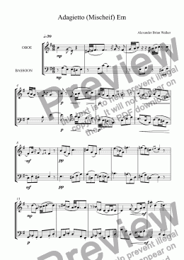 page one of  Mischief No 2:  Adagietto (Em) - Duet Oboe and Bassoon